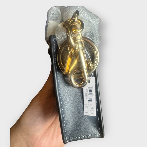 Coach Cherry Print Mini Tote Bag Charm Keychain Leather Gold Hardware - Picture 6 of 6